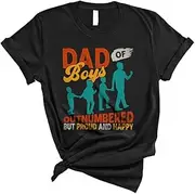 [Generic] Vintage Dad of Boys Outnumbered But Proud and Happy Funny Father's Day Family Matching Dad Proud Unisex T-Shirt