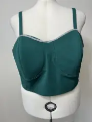 NWT Women’s Corset Top 30/32 Green Ashley Stewart Cropped Shirt Rhinestone Zip