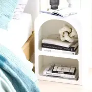 White Textured Arched Bedside Table