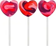 Fruidles Pink Swirl Lollipop Heart Design, Party Bag Fillers, Individually Wrapped (12-Pack)