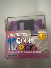 10-Pack Memorex 2HD 3.5" Floppy Disks PC Formatted Cool Discs New