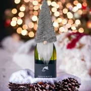 Bottle Topper Christmas Gnome Tree Topper Gray Hat White Beard Dwarf Table Decor