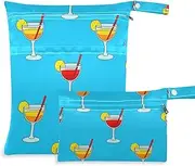Summer Lemon Drink Blue waterproof bags for diaper 2 Pack wet bag for swimsuit with handles for beach, beach