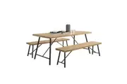 Vegas 6 Seater Dining Set 1.6m Rectangular Dining Table & 2 Benches - Maple
