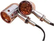 Front Rear Turning Indicator Lights 1pair Motorcycle Turn Signals Bullet Blinker Amber Indicator Light, for Harley, Motorcycle Turn Signal Lights(Black Chrome)