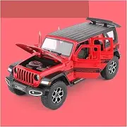 Scale Finished Model Car 1:22 Scale for Jeep Wrangler Rubicon Simulation Exquisite Diecast Car Model Metal Replica Vehicle Collection Die-cast Vehicle(Red)