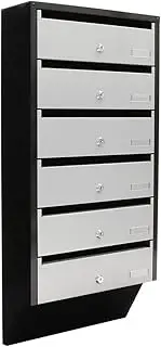 Rottner Depot 6 Letter Box System Silver Black Cylinder Lock 2 Keys per Compartment Name Tag Holder Including Mounting Material 824 x 385 x 140 cm