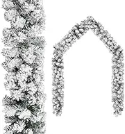 Christmas Garland with Flocked Snow Green 10 m PVC Holiday Decor Home Decoration