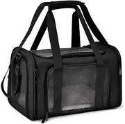 Pet Carrier, Collapsible Soft Puppy Carrier with Soft Sided Strape, Pet Travel Carrier with Soft Removable Pad for Medium Cat, Small Dogs, Kitten, 46 * 28 * 28CM