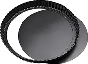 TECDW Non-Stick Quiche Pan, Round Fluted Tart Tin, Quiche Dish for The Oven, Quiche Tin with Removable Loose Bottom, Flan Tins with Loose Base, Small Pie Dishes for Pizza, Tart, Pie (Pack 2, 12×2cm)