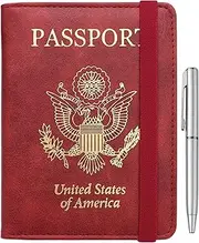 [WALNEW] RFID Passport Holder Cover Traveling Passport Case (E-Red)