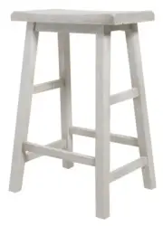 Antique Rustic White 24" Saddle Seat Counter Height Backless Bar Stool Barstool