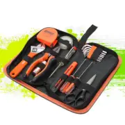 18Pc Orange Pliers Wrench Tape Measure Keys Mini LED Flash Light Home Tool Kit