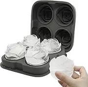 Bongpuda Large Rose Ice Cube Mold 2.5 Inch, Silicone Ice Molds Fun Shapes Flower, 4 Cavity Cute Ice Ball Maker, Large Ice Cube Trays For Chilling Cocktails, Whiskey, Bourbon & Freezer