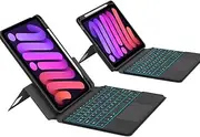 Keyboard Case for iPad Mini 6 2021 (8.3 Inch), Detachable Transparent Back Vertical Stand Cover Pencil Holder & Magnetically Backlit Trackpad Keyboard for iPad Mini 6th Generation 8.3", Black