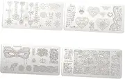 Vaguelly 4 Pcs Nail Art Stamping Plates Fashion Images Templates for Manicure Easy to Use Nail Stencils for Beginners and Professionals