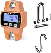 QUMOX 300kg/660lb Digital Hanging Scale with Cast Aluminum Case, Handheld 300Kg Mini Crane Scale with Hooks for Farm, Hunting, Fishing, and Outdoor Use (Orange)