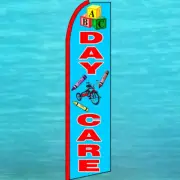 DAY CARE SWOOPER FLAG Tall Curved Top Advertising Sign Flutter Feather Banner
