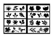 8 Stencils Flower Leaf Tree Nature Mix Drawing Painting Arts Crafts Templates