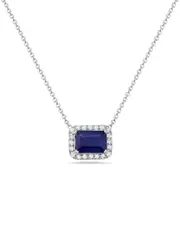 Forever Creations 14K 1.57 ct. tw. Diamond & Sapphire Halo Necklace
