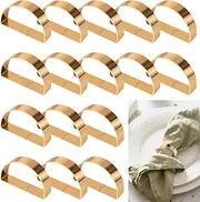 Fxvhojq 16Pcs Gold Napkin Rings Iron Napkin Ring Holder Semi-Circular Table Napkin Ring 4.8×1.2 Inch Serviette Buckles Modern Napkin Ring Buckles for Table Decoration Wedding Birthday