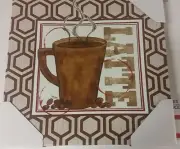 1 CANVAS KITCHEN WALL DECORATIVE PICTURE, 12"x12", COFFEE CUP LATTE
