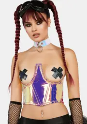 [Daisy Corsets] Lavish Iridescent Rainbow Gold Open Cup Waist Cincher