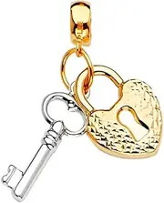 [JewelryWeb] 14k White Gold and Yellow Gold Key And Lock For Mix And Match Bracelet 17x20mm Link-Bracelet