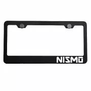 Matte Black License Plate Frame Chrome NISMO Laser Etched Metal Screw Cap