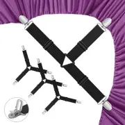 Bed Sheet Holder Straps,4 PCS Adjustable Elastic Fasteners with Metal Clips, ...