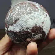 485g Natural Polished Mexico Banded Agate Sphere Quartz Crystal Ball Healing