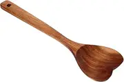 GRIRIW Heart Shape Acacia Wood Spoon Cooking Serving Spoon Wood Utensils for Kitchen Long Handle Salad Server