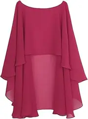 [TiaoBug] Womens Capes Capelets Soft Chiffon High Low Shawls and Wraps Shrug for Formal Party Dress