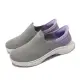 【SKECHERS】休閒鞋 Go Walk 7-Mia Slip-Ins 女鞋 灰 紫 套入式 瞬穿科技 記憶鞋墊(125231-GYLV)