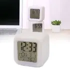 LED Alarm Clock 7 Colour Changing Calendar Thermometer Digital Battery Bedroom