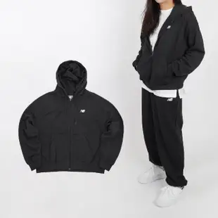 【NEW BALANCE】連帽外套 WJ FT Full Zip 女款 黑 白 寬鬆 抽繩 口袋 帽T 外套 NB 情侶款(WJ41501BK)