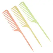 3 Pcs Wide Tooth Rat Tail Comb for Wet Hair for Women Men Green Yellow Orange