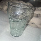 Mini 4” Vintage Coca Cola Coke Glass Embossed Pebbled Hammered Finish Green