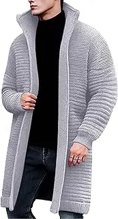 [Generic] Men Notch Collar Long Sweater Cardigan Shawl Collar Open Front Cardigan Shawl Collar Open Front Knit Sweater