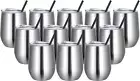 Wine Tumblers Bulk 12 Pack, 12Oz Stainless Steel Stemless Wine Glass with Lids a