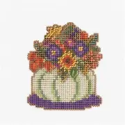 Autumn Harvest Pumpkin Patch Cross Stitch Kit - Beaded Bouquet Ornament MH182321