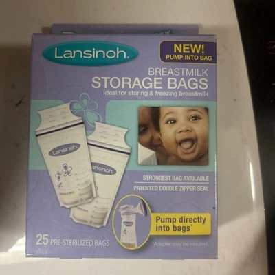 12 NIB LANSINOH Breast milk Storage Bags Each 25 Pre Sterilized Bags