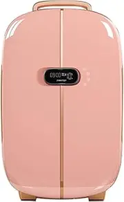 Mini 12-Liter Cosmetic Storage Refrigerator, with Time Display, Double-Door Fashion Compact Mini Refrigerator,Pink
