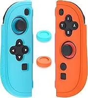 RHOTALL Protective Case for Nintendo Switch 2 joycon Controllers, Soft Anti-Slip Ergonomics Silicone Protective Shell Cover Compatible with Switch 2 joycon Skin with 2 Thumb Grips - Blue Orange