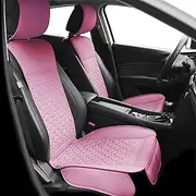 Elantrip 2 PCS Front Car Seat Covers Pink Leather Auto for Women Airbag Compatible Diamond Pattern PU Seat Cover Universal Fitness