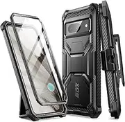 [i-Blason] Armorbox Series for Google Pixel 8 Case with Kickstand & Belt Clip, [2 Front Frames] Full-Body Rugged Anti-Slip Bumper Case with Built-in Screen Protector [Support Fingerprint ID] (Black)