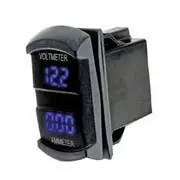 Hulk 4x4 Switch Size Voltmeter & Ammeter 5-30V & 0-10A Blue LED - HU6698B