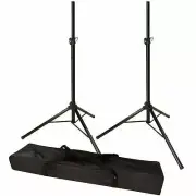 (2) MR DJ SS300B Speaker Stand with Road Carrying Bag Universal Black Heavy Duty