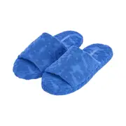 Annabel Trends Womens Open Toe Cotton Terry Slide Slippers - Flower Blue