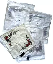RALPH LAUREN Macall Floral Embroidery Linen Pillow Cover 18x18 NWT $255 LOT Of 4